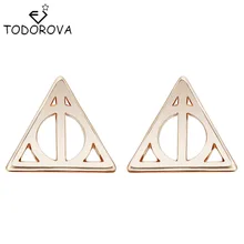 Todorova модные стимпанк Маленькие Геометрические простые Дары смерти лунный треугольник серьги-гвоздики для женщин минималистичные брендовые ювелирные изделия