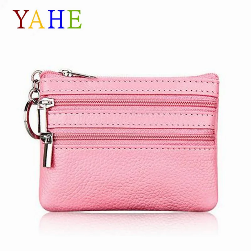 

YaHe Small Change Coin Purse Women Genuine Leather Coin Pouch Female Mini Zipper Money Bag Card Holder Wallets For Girls Kids