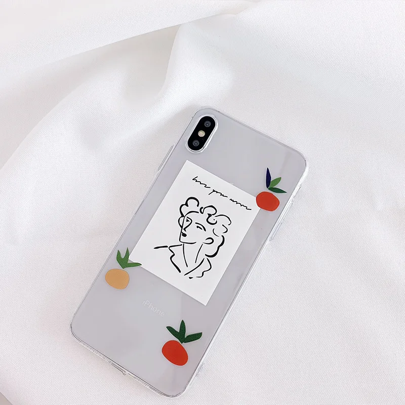 

2019 Transparent Vintage Artistic Portrait Case For iPhone 6 6S Plus 7 8 7Plus 8Plus X XS MAX XR Soft Case For iPhone X 7 8 6