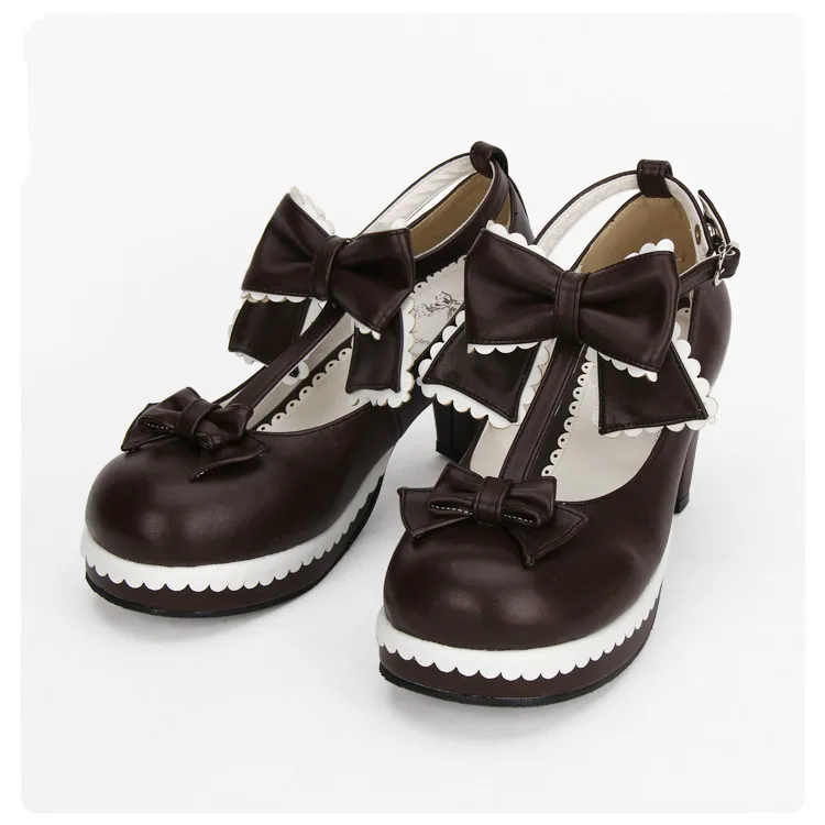 

Princess sweet lolita shoes Lolita shoes bow tie lace shoes and rough round princess sweet soft sister shoes women pu8667
