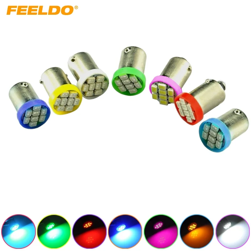FEELDO 50 шт. 7-цветные T4W BA9S 8 светодиодный ные 1206SMD внутренние Автомобильные