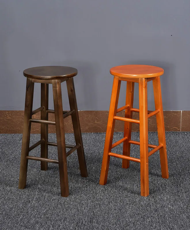 

10% 45cm/50cm/60 Cm Height Nordic Wooden Bar Stool Modern Bar Chair Solid Wood Home Bar Stool Creative Fashion High Stool Chair