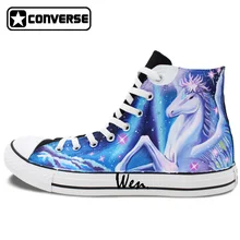 Women Men Converse All Star Shoes Galaxy Unicorn Pegasus Original Design Hand Painted Shoes Man Woman High Top Canvas Sneakers