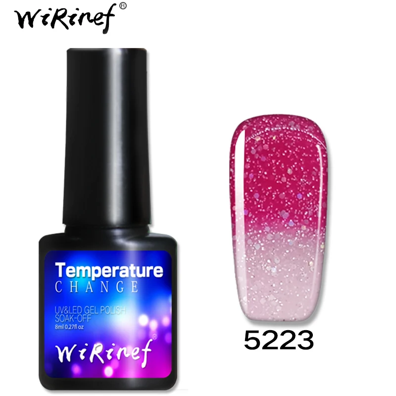 WiRinef 8 мл Хамелеон термо гель для ногтей изменение температуры цвет Лаки гель для ногтей искусство замочить от Led УФ лампа лак для ногтей - Цвет: 5223