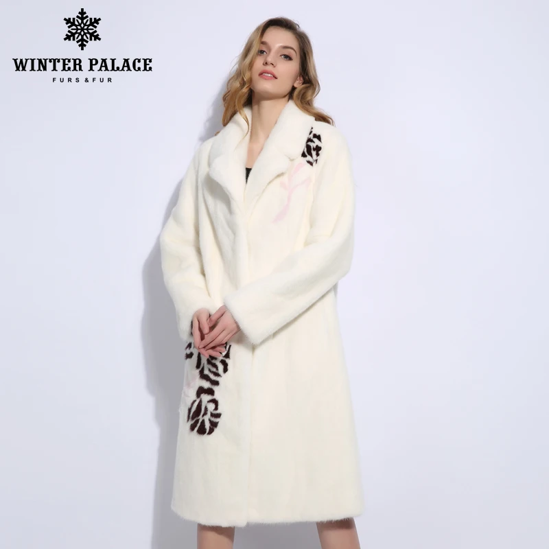 Roses Pur Manteau Revers De Fourrure Populaire Manteaux Blanc White Vison Illustration Naturel 3d Importation Femmes And0Sq