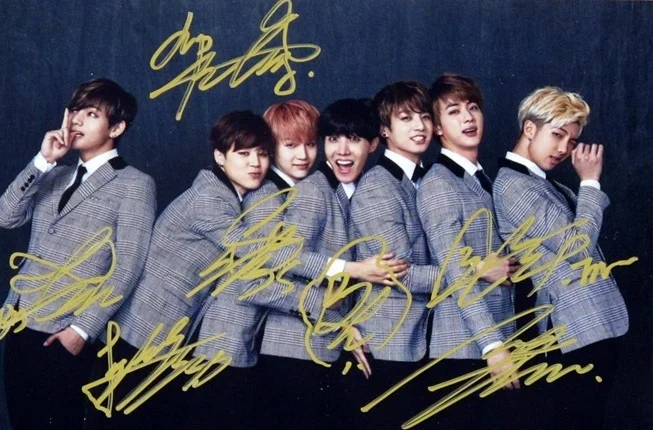 Подписанный Bangtan Boys autographed group Фото 4*6 дюймов k-pop 122017A