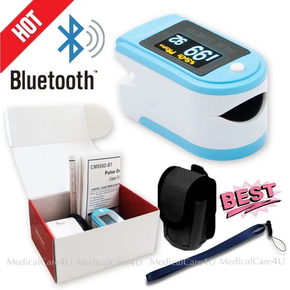 Bluetooth Fingertip Pulse Oximeter SpO2 Blood Oxygen Monitor CMS50D BT