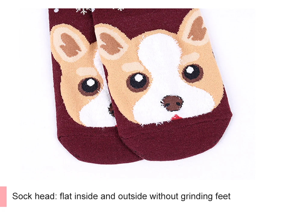 Winter Women Socks Warm Christmas Dog Pattern Cotton Socks Snowflake Comfortable Birthday Gifts Funny Cartoon Shape New Arrivals (6)