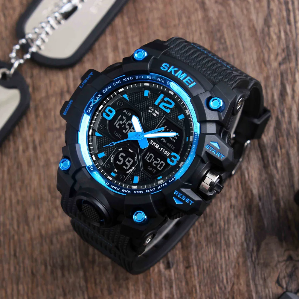 SANDA 6021 Orologio sportivo da uomo Impermeabile LED Doppio display Orologio da polso al quarzo Orologio digale da uomo Cronometro milare Reloj Hombre  1511