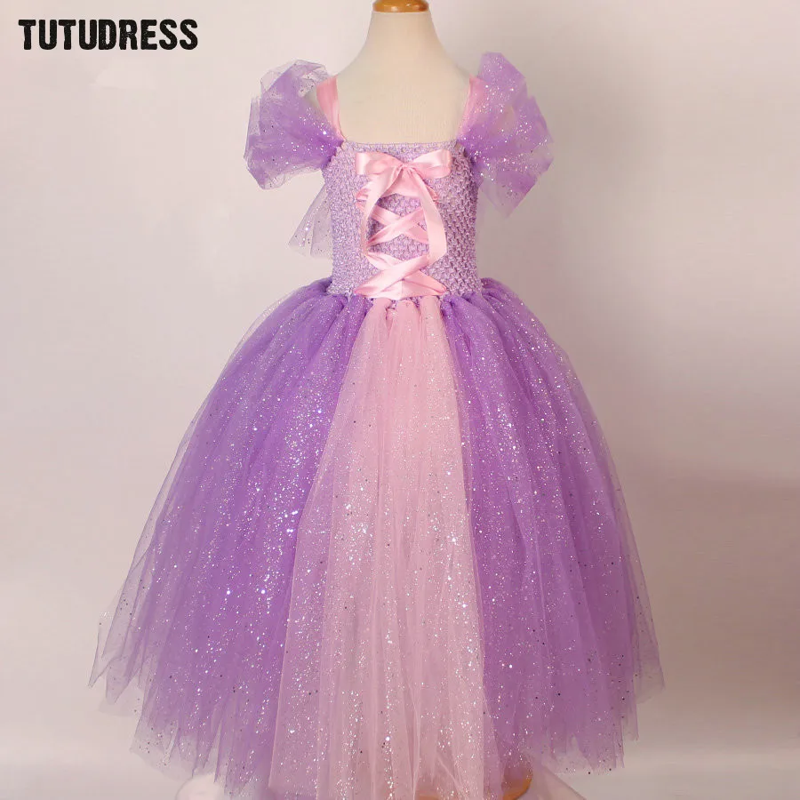 

Tulle Girls Cosplay Rapunzel Princess Dress Costume Children Masquerade Ball Gowns For Kids Halloween Birthday Party Tutu Dress