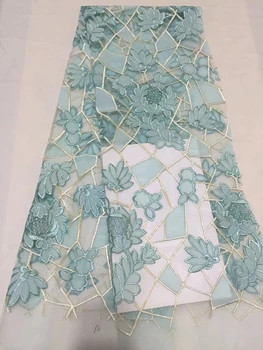 

2019 African Cord Lace High Quality French Lace Fabric with Stones Blue Color African Lace Fabric for Nigerian Wedding Dress