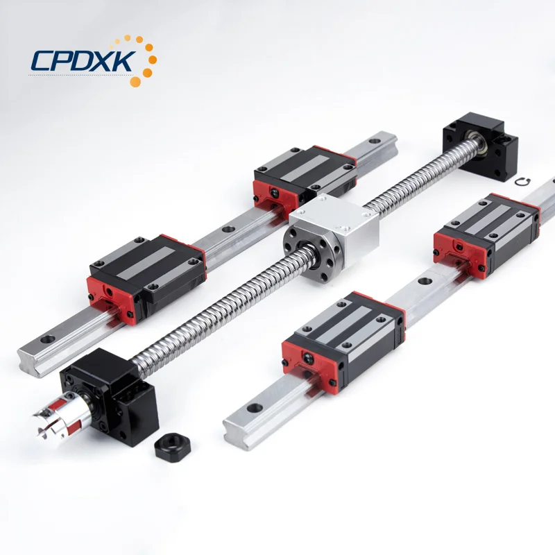 

linear rails HGR20 450mm 2pcs linear block HGH20CA ball screw SFU1605-4 450mm with end machining + BK/BF12 + ball nut housing