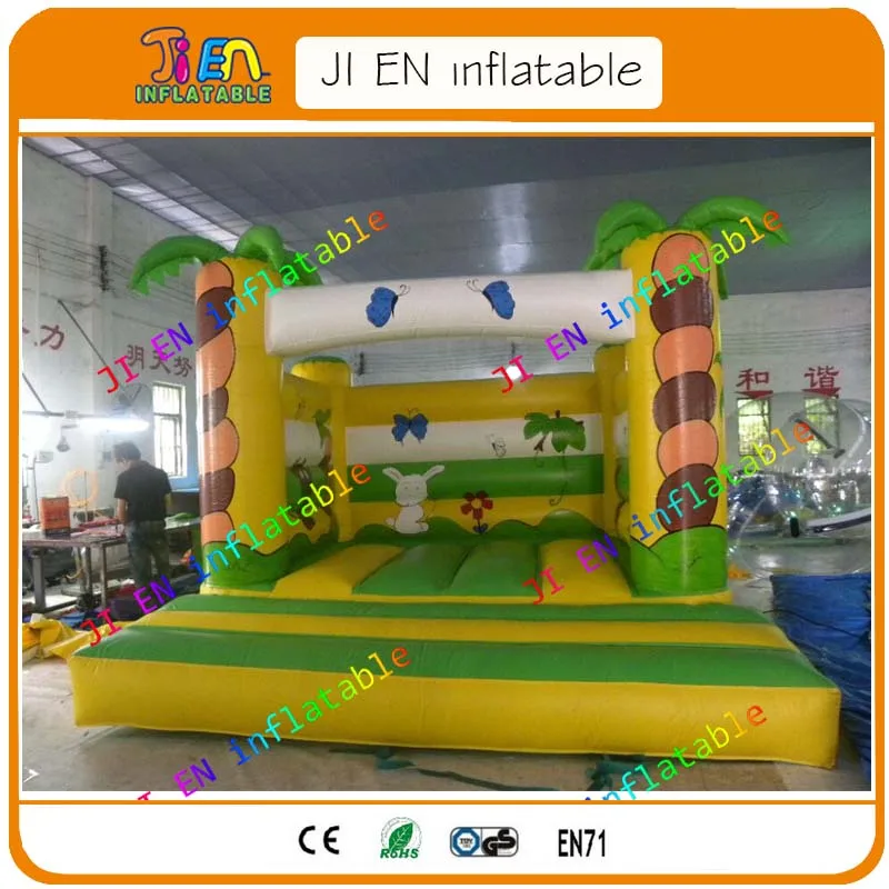 

free ship to door,13*10ft cheap bounce house/forest theme bounce castle/palm tree inflatable jumping house for party events