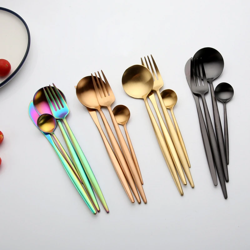 

High Grade Cutlery Knife Fork Spoon Scoop 8 Sets Stainless Steel Dinnerware Flatware Western Restaurant Tableware For Hotal Home
