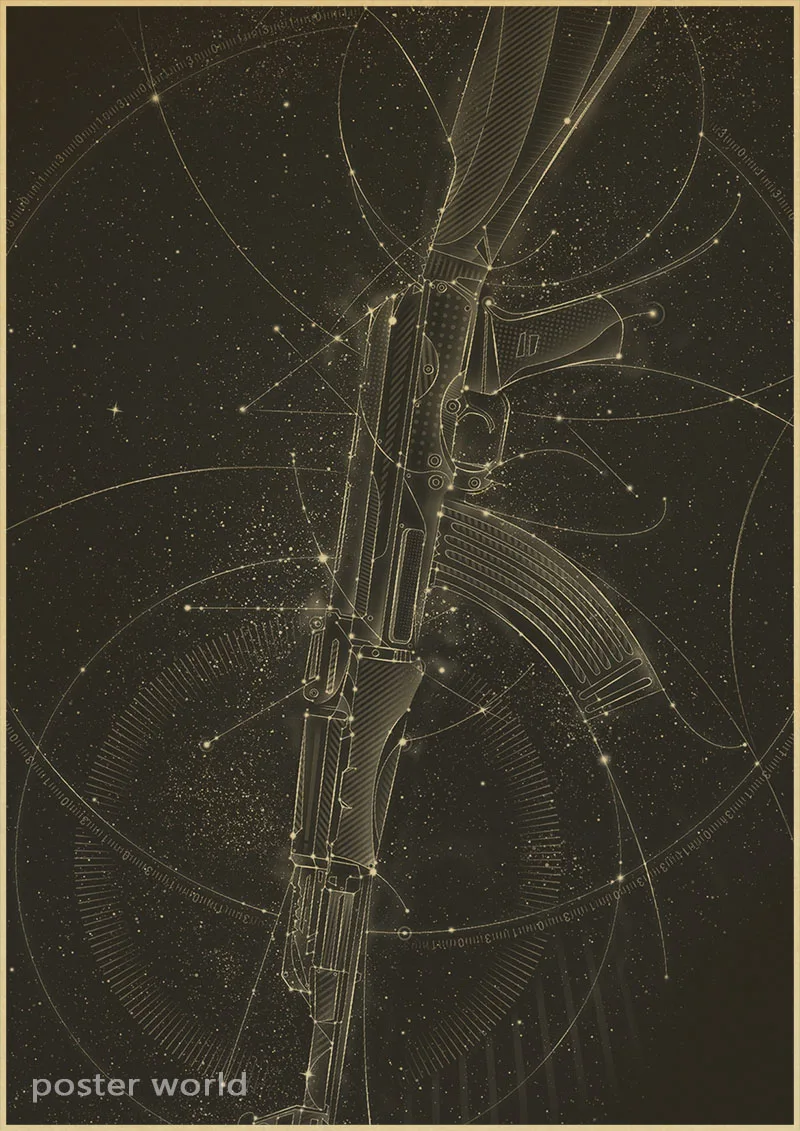 Пистолет AKM Штурмовая винтовка AK47 Модифицированная структура диаграмма крафт-бумага плакат художественный Декор декоративный бумажный плакат - Цвет: H85