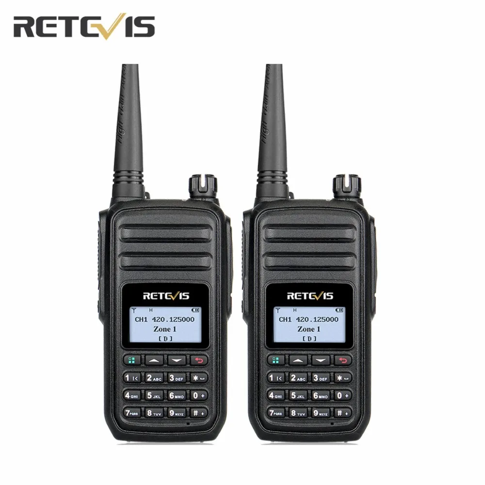 

2 Pcs Retevis RT80 DMR Handheld Walkie Talkie 400-480MHz DCDM VOX 999Channels Two Way Ham Radio FM Radio+Program Cable