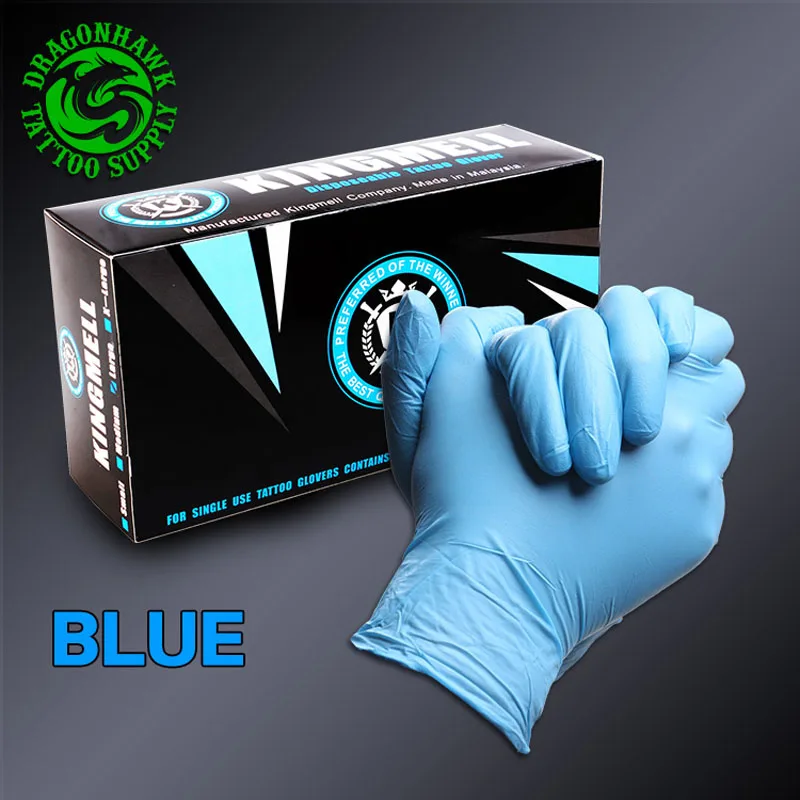 

Disposable Nitrile Tattoo Gloves 50Pairs Sterilized Latex Rubber New Tattoo Accessories Blue Colour(L)
