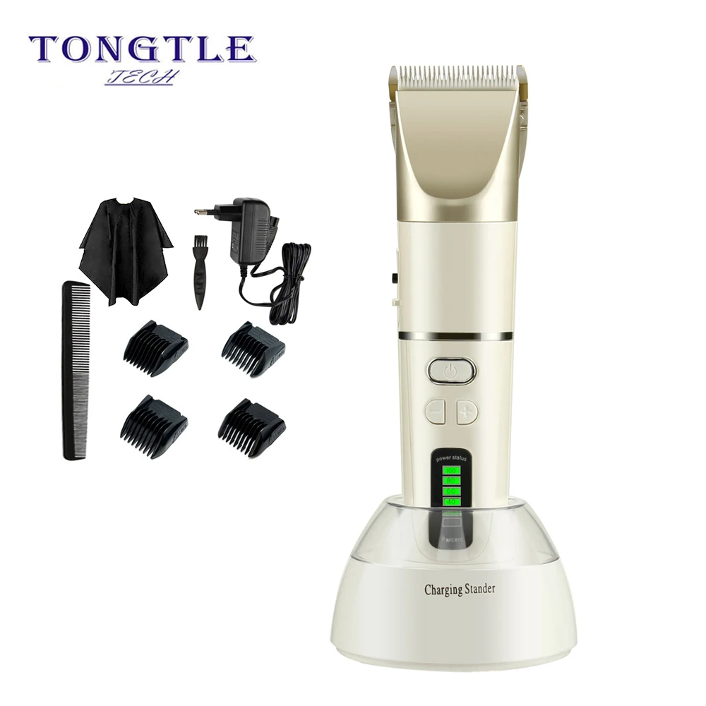

Tongtletech Professional Hair Clipper 2200mA Lithium Battery Rechargeable Hair Cutting Machine 360 Degree Charging Stand SY-F63