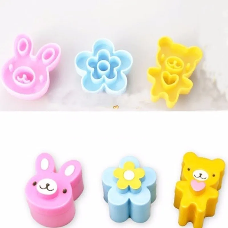 3pcs Animal DIY Toast Sandwich Bread Cutter Mold Bread Lovely Rabbit Bear Flower Shape Cake Mold Children Funny Breakfast Tool