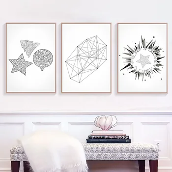 

Nordic Geometry Canvas Art Posters and Prints Abstract Painting Black and White Wall Pictures for Living Room Modern Home Decor