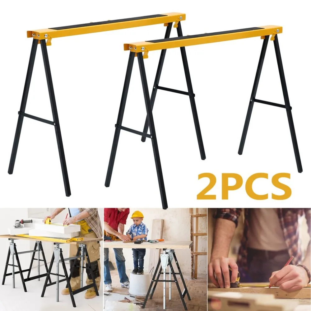 

SL-T001 2 Pack Heavy Duty Telescopic Workbench Durable Folding Saw Horse Portable Height Adjustable Steel Sawhorse