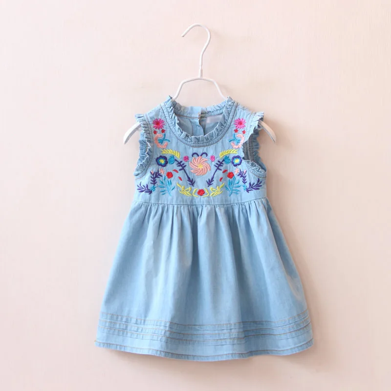 Kids Girls Ruffle Sleeveless Summer Denim Dress Casual Party Sundress Clothing