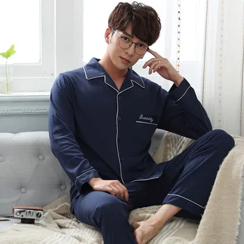 

Men's cotton Pajama Set Men spring Sleepwear male Modern Style Soft Cozy nightgown Men luxury men home clothing