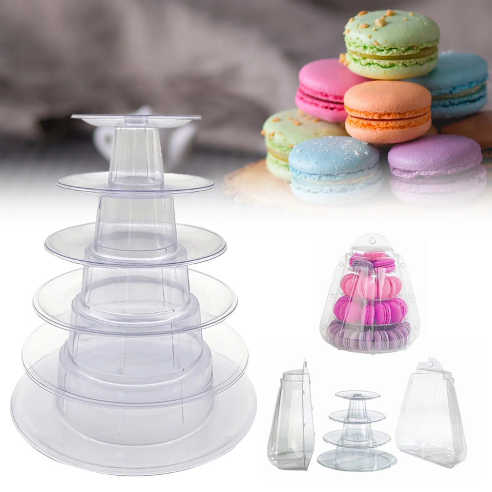 

IVYSHION 4/6 Layer High Quality Macarons Display Tower PVC Macaron Tower Stand Fondant Cake Stand Wedding Cake Decorating Tools