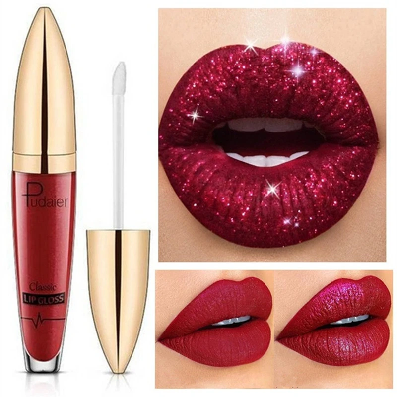 

Pudaier 18 Color Lip Make Up Glitter Lipstick Make Up Diamond Shiny Liquid Lipstick Waterproof Long Lasting Makeup Lip Gloss