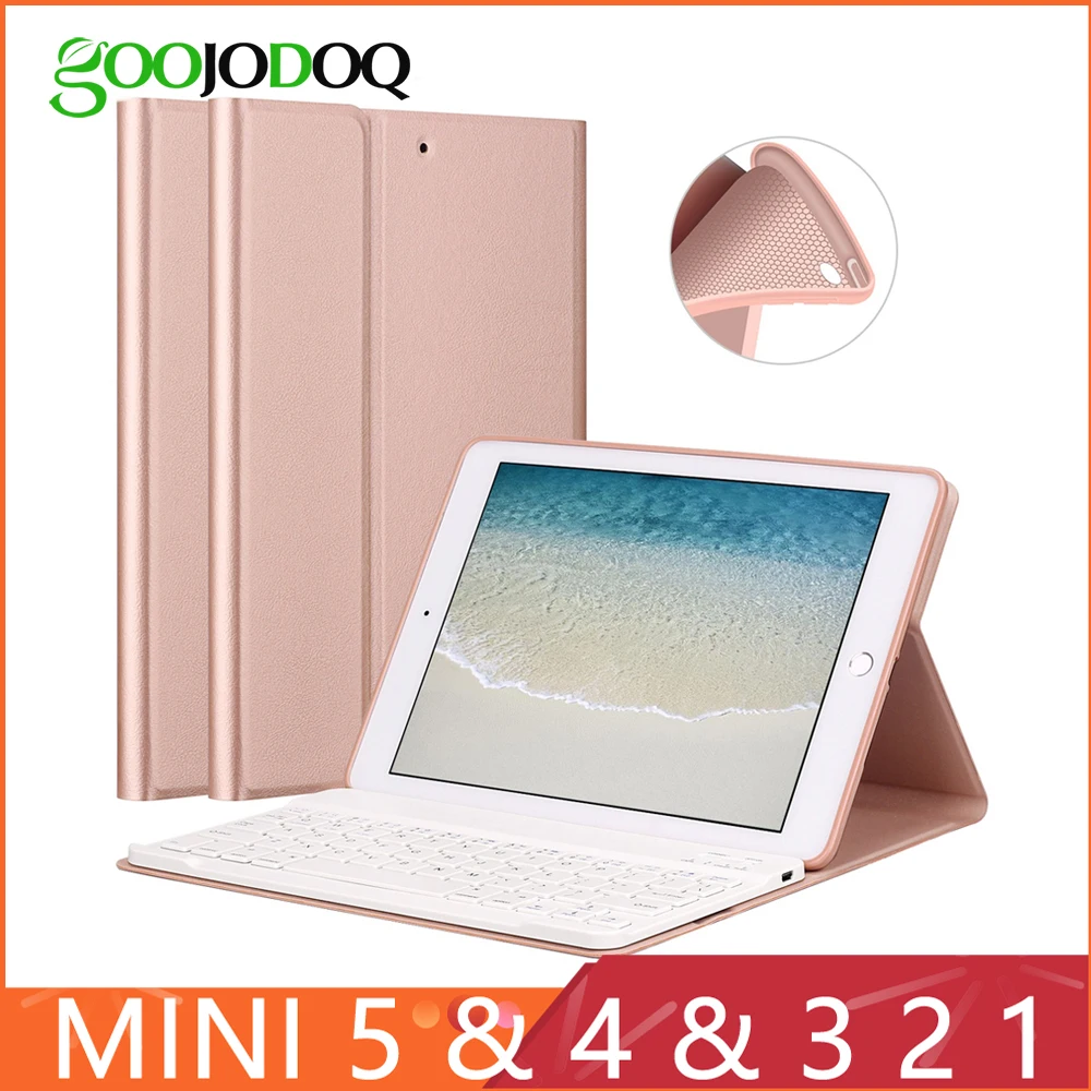  Keyboard Case For iPad Mini 3 2 1 4 5 2019 [Multiple Stand] PU Leather Silicone Cover for iPad Mini