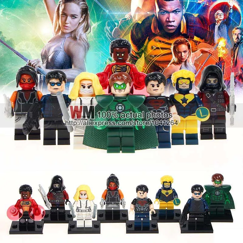

Single Sale PG8079 Superboy White Canary Captain Booster Cold Elektra Green Lantern Malcolm Merlyn Building Blocks Toy