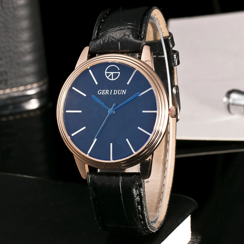 Модные Розовые золотые 2017 мужские часы Бизнес Роскошные повседневные кварцевые