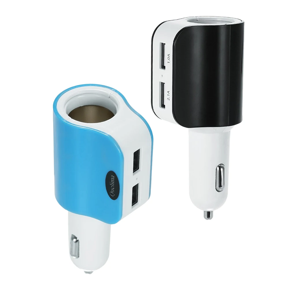 

1 Pcs DC 12/24V Dual USB One Way Car Charger + 1 Cigarette Lighter Sockets Power For GPS Recorder Mobile Phone MP3 Etc 10x4x3cm