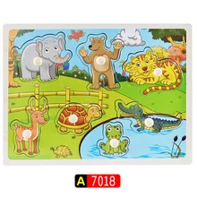 Безопасный, деревянный пазл для детей, слон, пересечение реки, Когнитивная доска, доска для царапин, животные, головоломки, наложение, развивающие игрушки