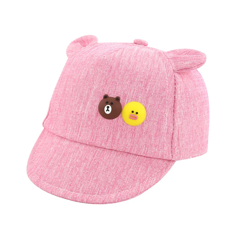 Casual Cotton Baby Cap For Girls Thin Spring Summer Baby Sun Cap Cartoon Bear Ears Newborn Boys Hat Fashion Baby Girls Clothing (6)