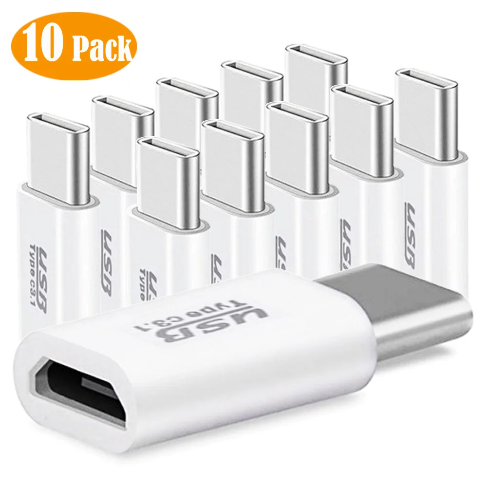 (Pack of 10) Mobile Phone Charger Micro USB to Type C