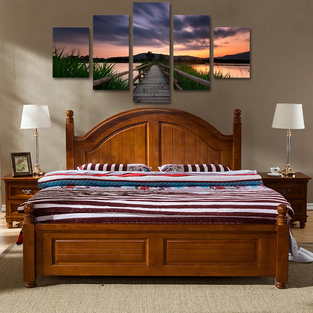 

Canvas Painting Boardwalk Sunset Landscape Posters And Prints Wall Pictures For Living Room Wall Art Decoration
