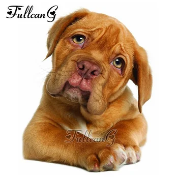 

FULLCANG diy 5d mosaic diamond embroidery bordeaux mastiff diamond painting cross stitch cute pet dog full square drill G723