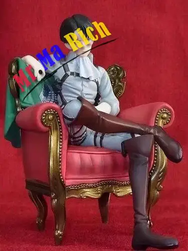 

Japanese Anime Attack on Titan Levi Ackerman Sitting Sofa Ver. PVC Action Figure Brinquedos Kids Toys Anime Figure