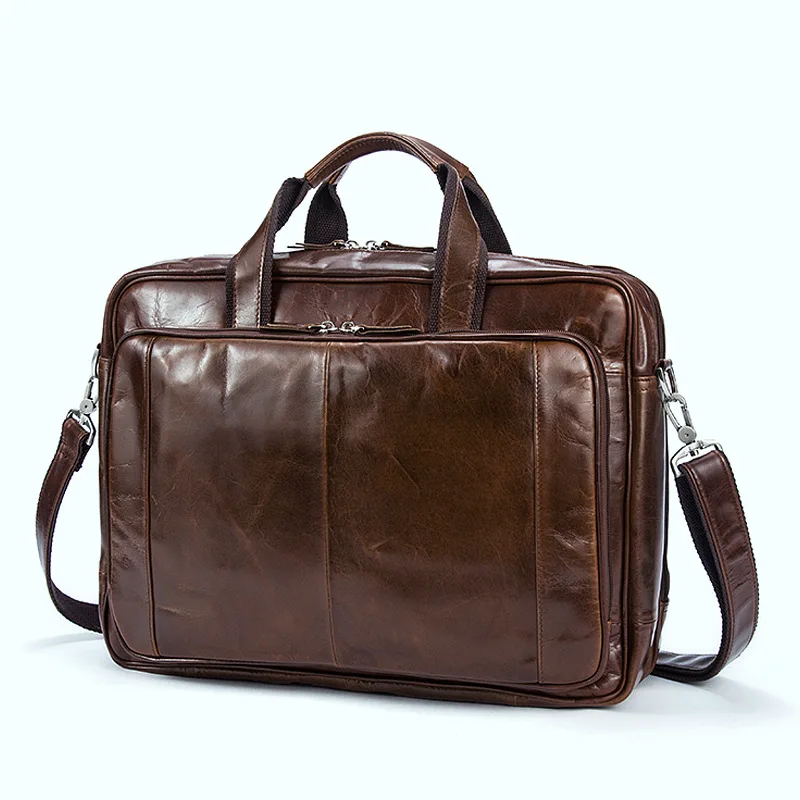 Luxury brand soft surface coffee Calfskin designer handbags high quality retro solid color men laptop briefcases