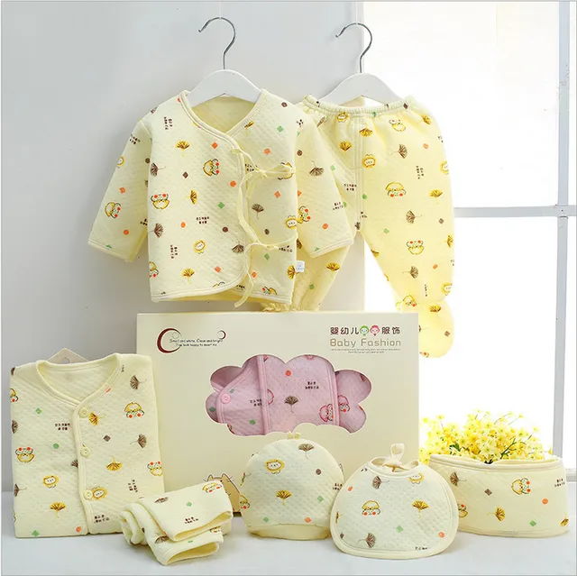 7 Pieces 100 Cotton Newborn Baby Clothing Set Autumn Winter