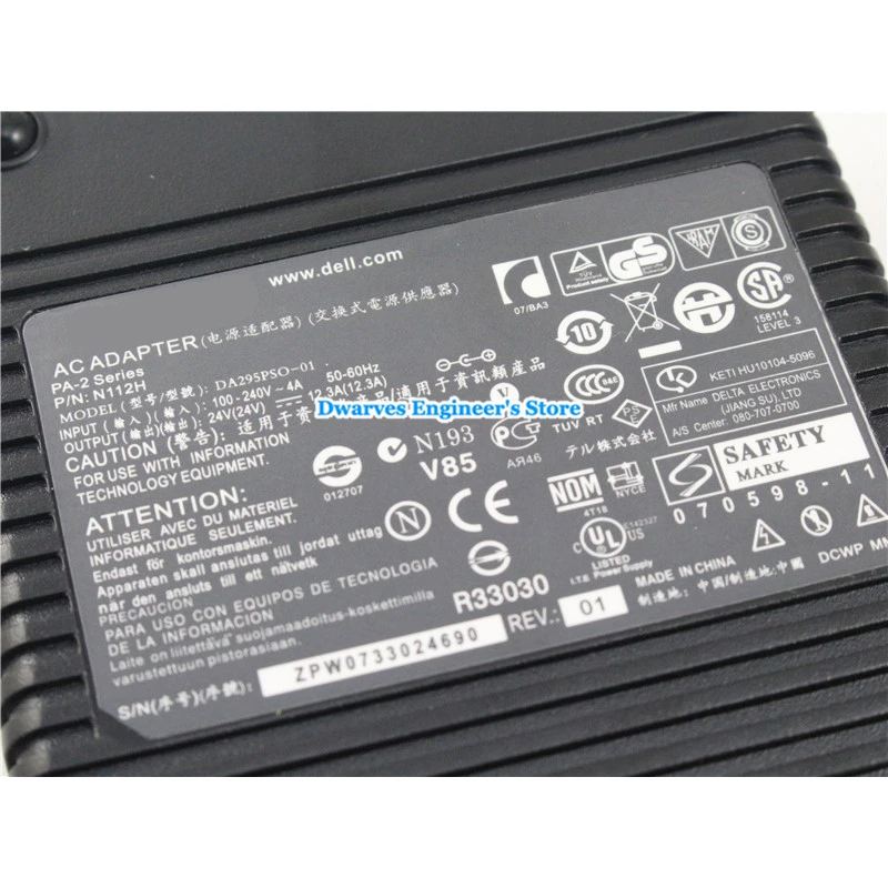 24 В 12.3A адаптер переменного тока для DELL PA-2 серии DA295PSO-01 N112H зарядное устройство