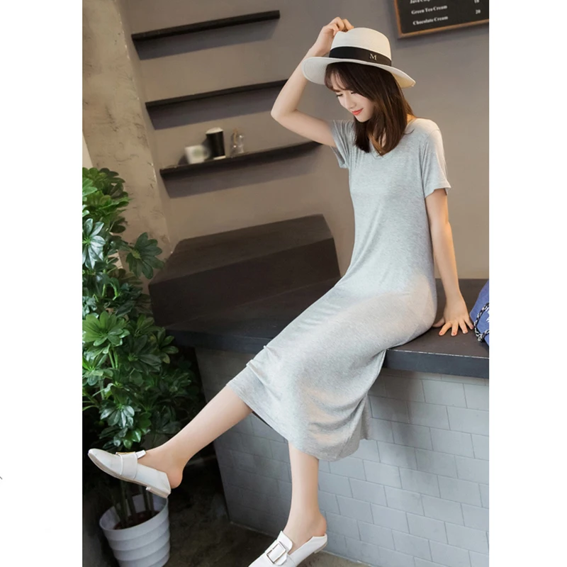 Женское платье футболка большого размера повседневное облегающее черного цвета