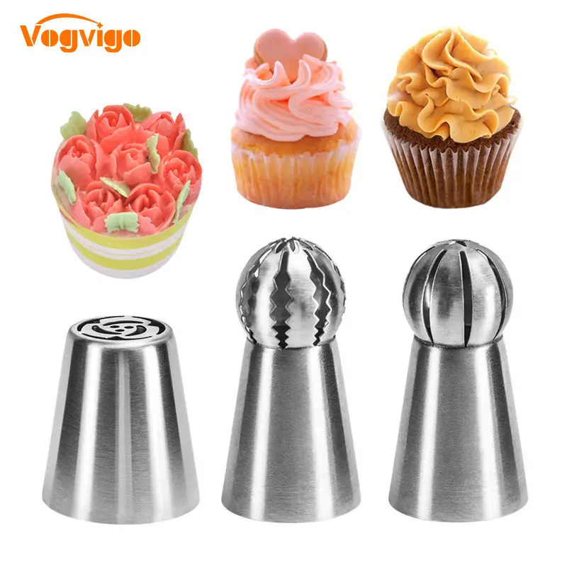 

VOGVIGO DIY 3PCS 304 Stainless Steel Cake Decorating Nozzle Tools Dessert Decorators Cream Nozzles Pastry Flower Decoration Tool