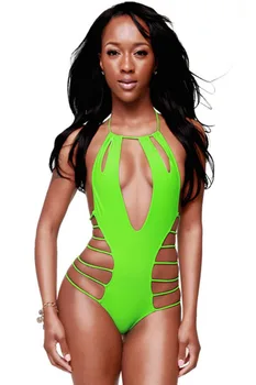 

New Women Summer One Piece Bodycon Bandage Swimsuit Black Monokini Bodysuit Female Strappy High Cut Outs teddy swimwear 4F41041