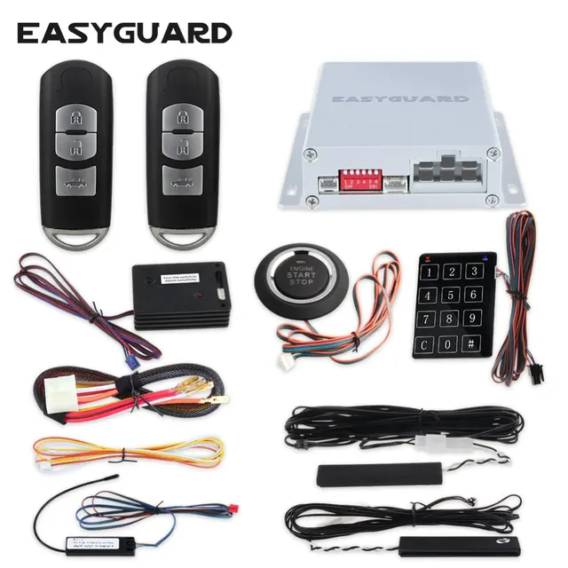 Best Price EASYGUARD PKE car alarm system remote central lock system start stop button keyless go rolling code remote starter shock sensor Best Price EASYGUARD PKE car alarm system remote central lock system start stop button keyless go rolling code remote starter shock sensor
