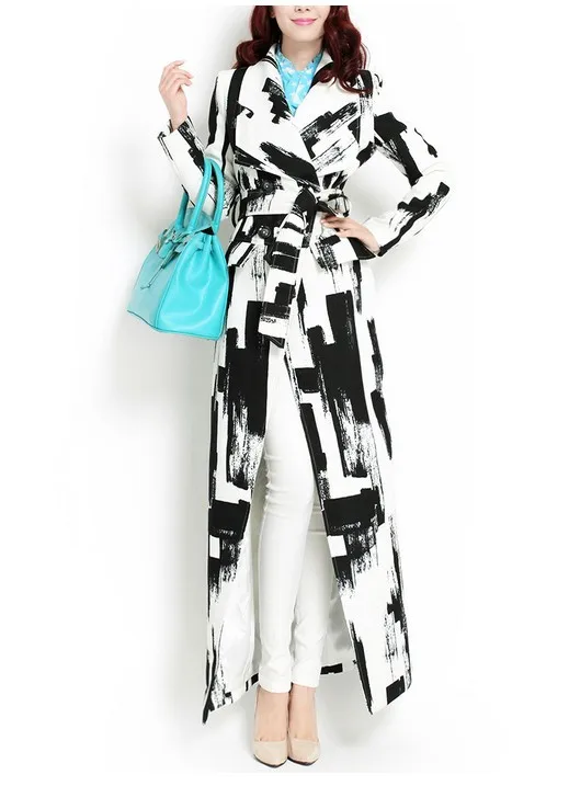 black and white trench coat