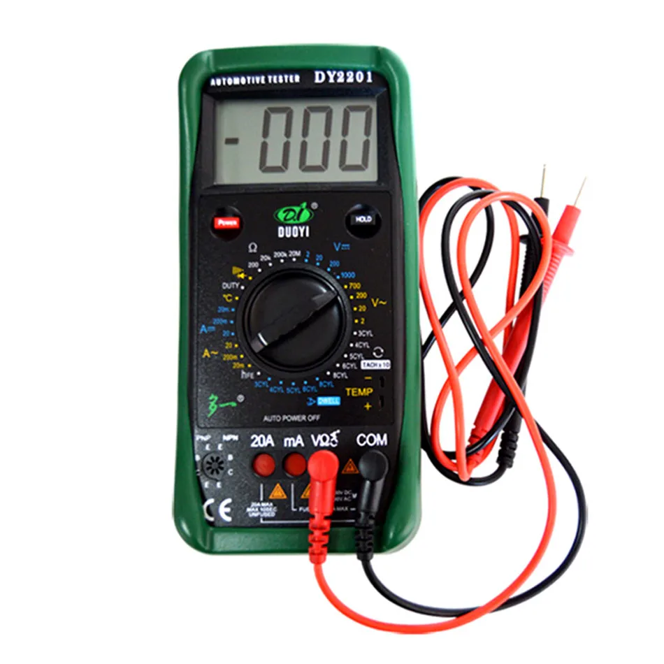 DY2201 Digital Automotive Tester Multimeter 500 10000 RPM Dwell Angle