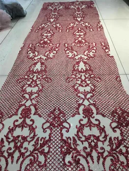 

3 colors option glued glitter sequins lace fabric Hot selling African YG-119 French net tulle Lace Fabric for fashion show