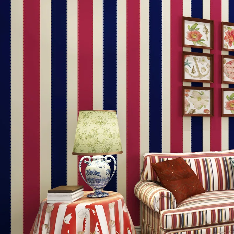 British style wallpaper stripe high end imported pure paper wallpaper